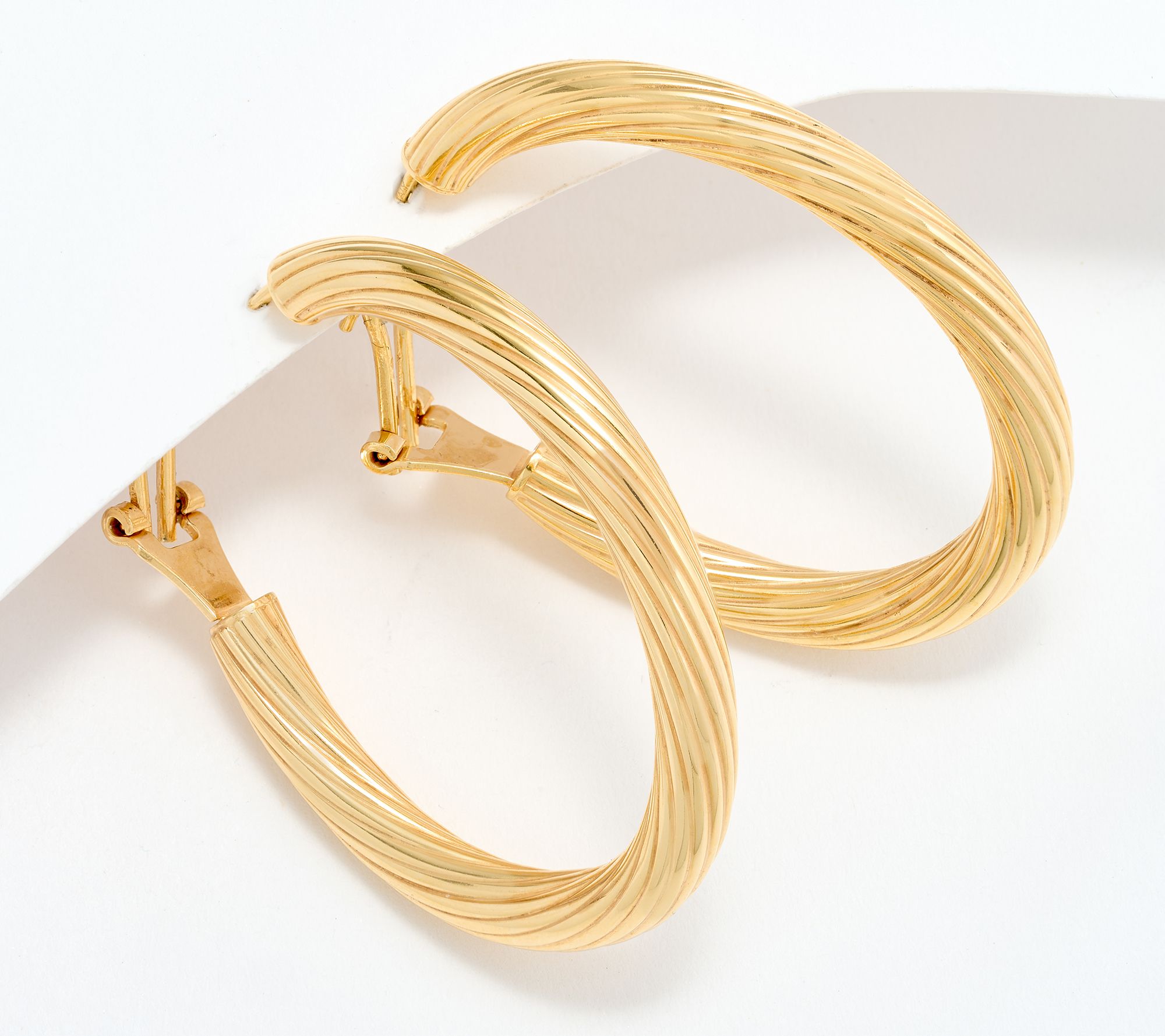 UltraFine 950 Silver Omega Back 1 1/2" Hoop Earrings