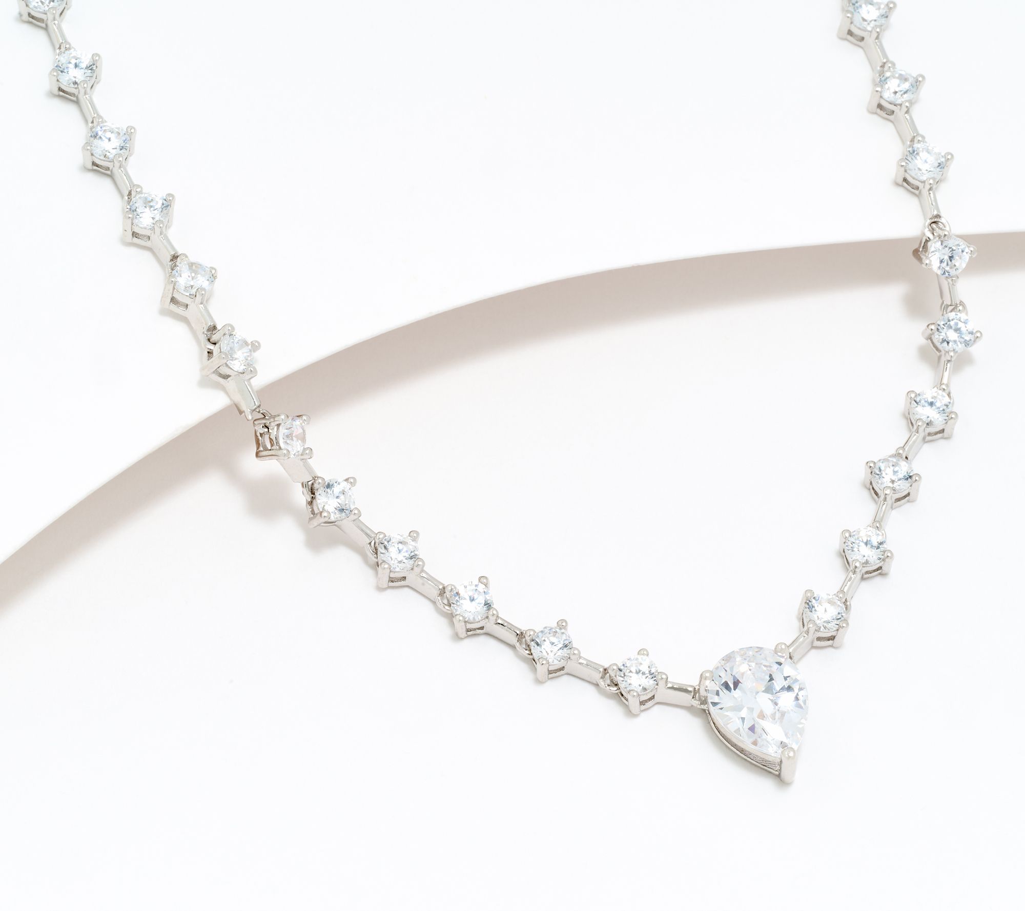 "As Is" Diamonique Mixed Cut Tennnis Necklace,Sterl