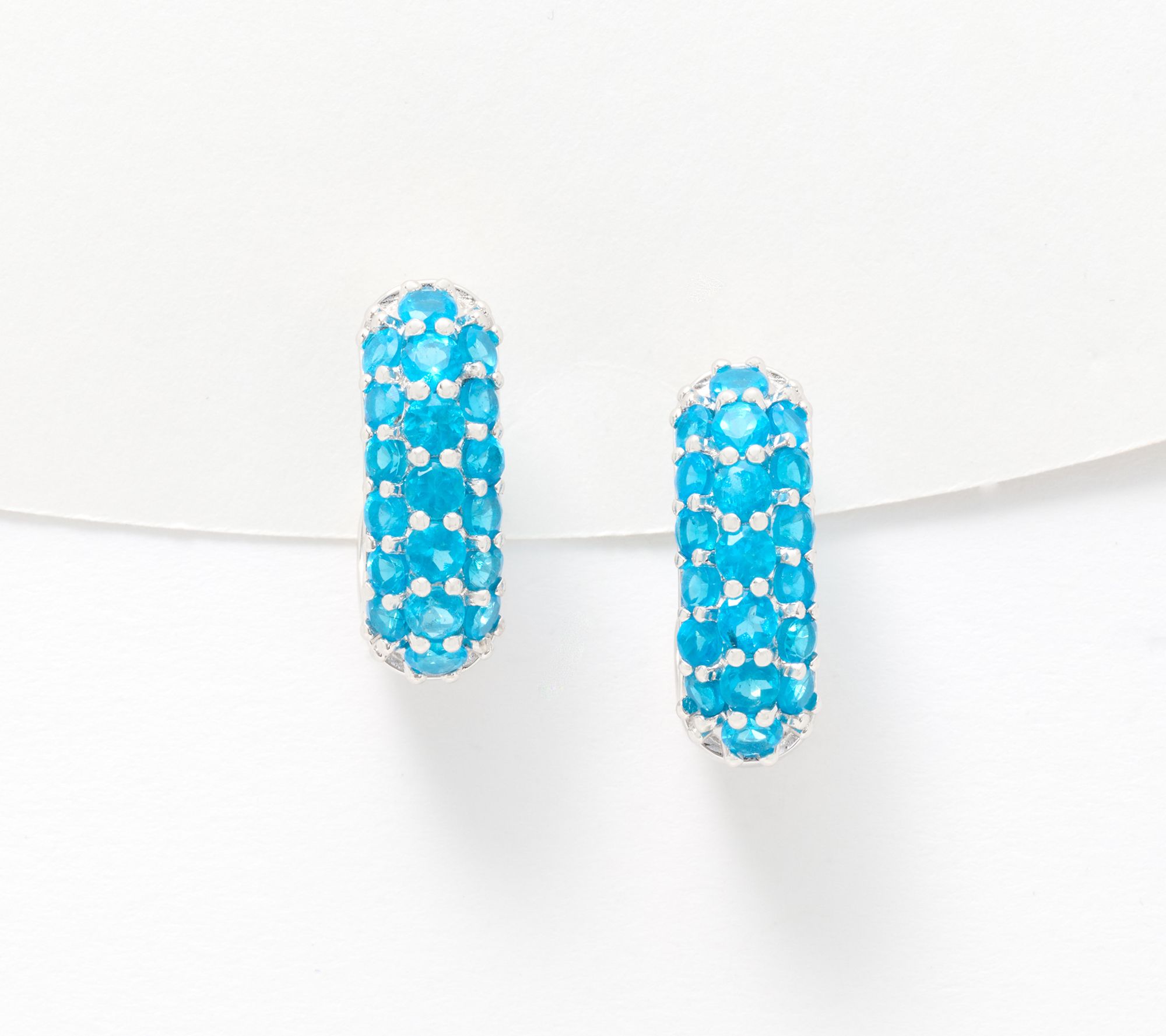 Affinity Gems Exotic Bright Pave J-Hoop Earrings Sterling Silver