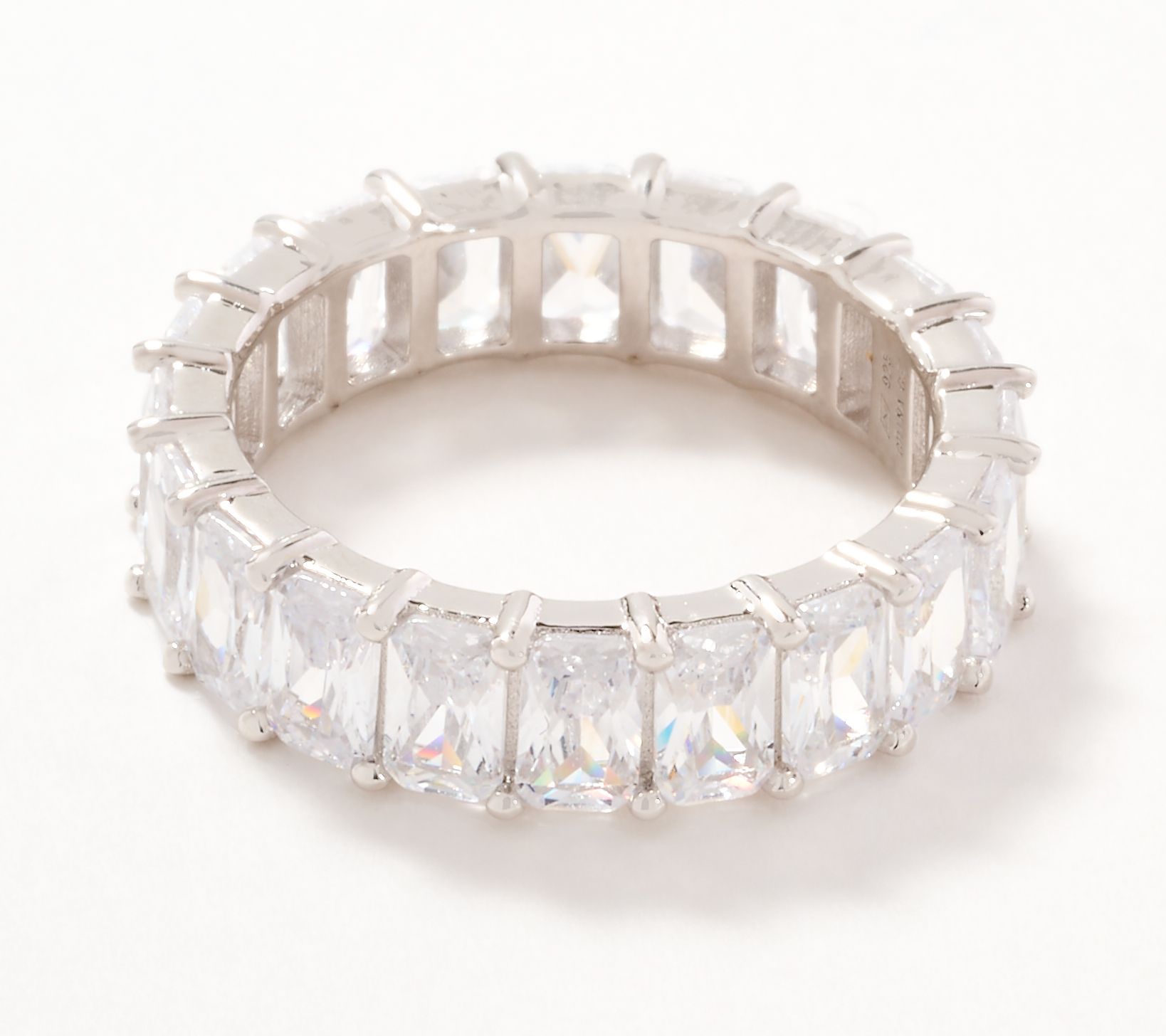Diamonique Classics Baguette Eternity Band Ring, Sterling