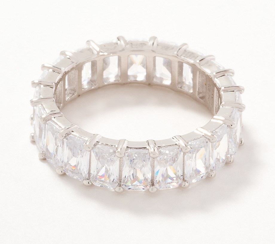 Diamonique Classics Baguette Eternity Band Ring, Sterling