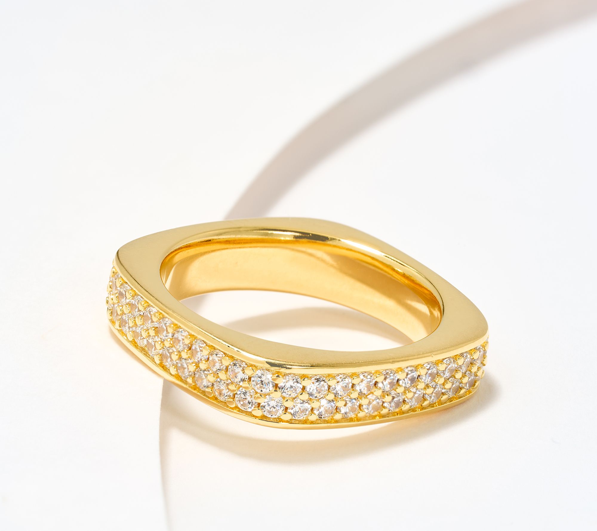 Diamonique Italia Squared Pave Band Ring, Sterling Silver