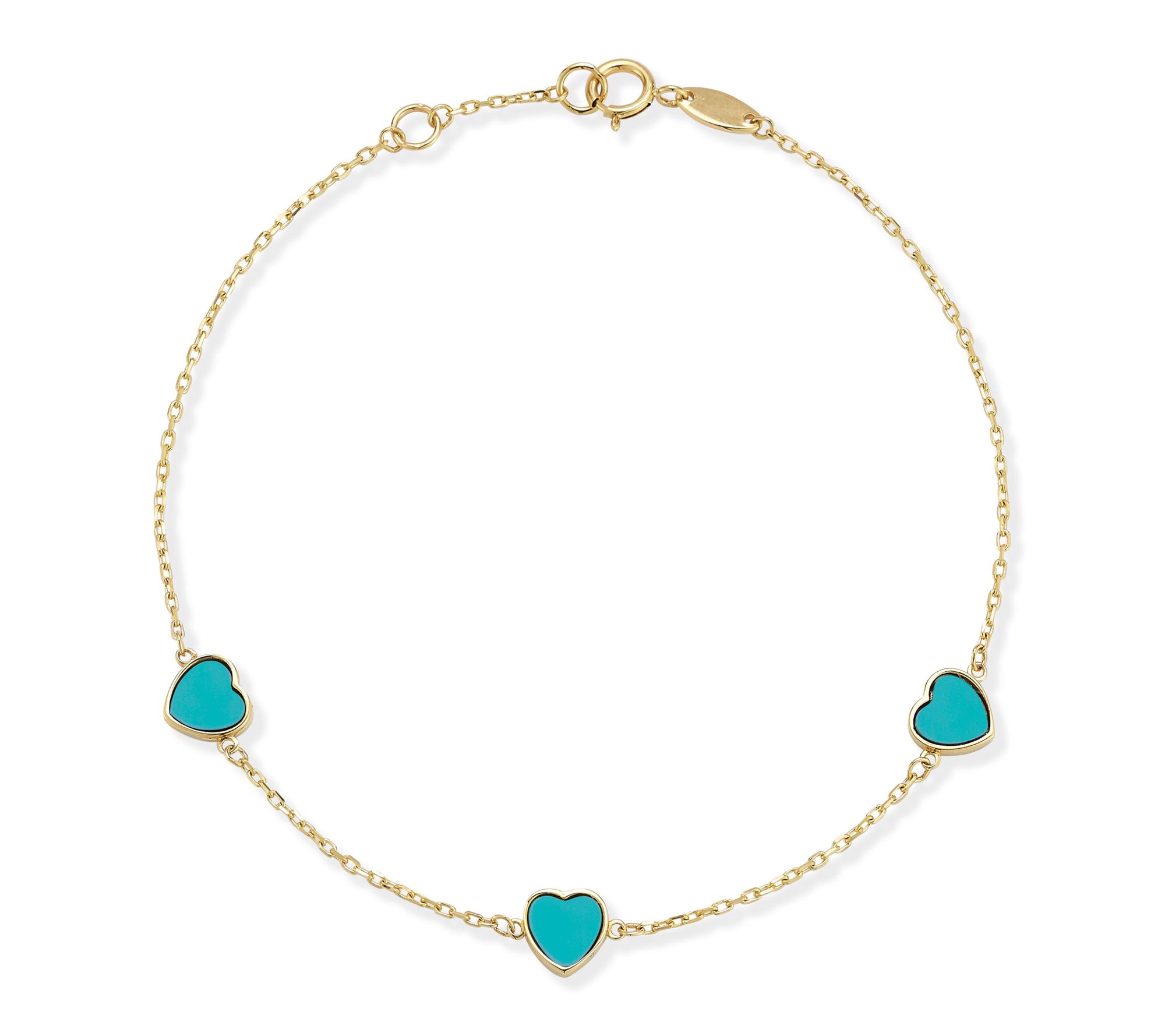 Luminosa Gold Triple Gemstone Heart Station Bracelet, 14K