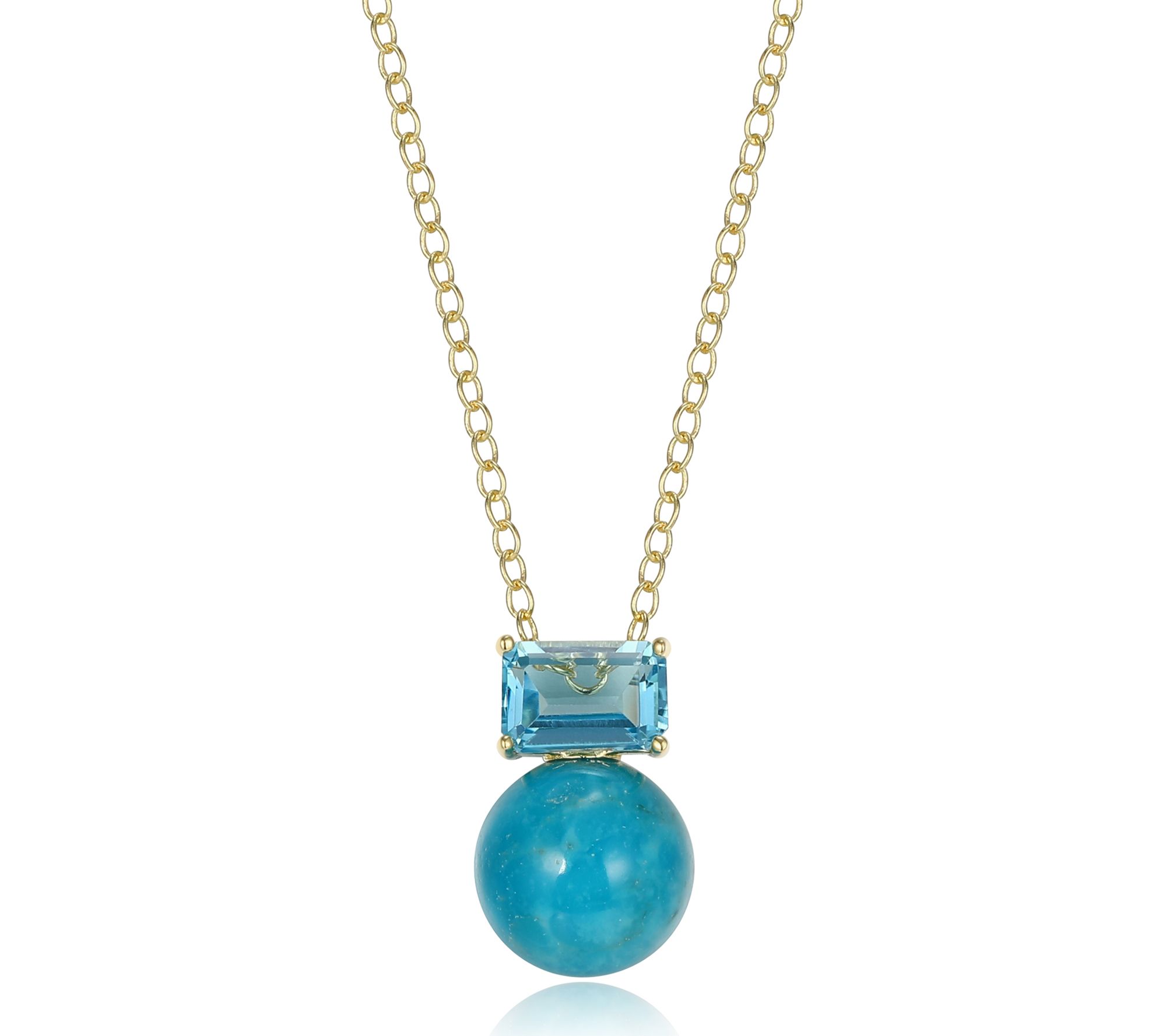 Affinity Gems Turquoise & Blue Topaz Necklace,18K Gold Plated