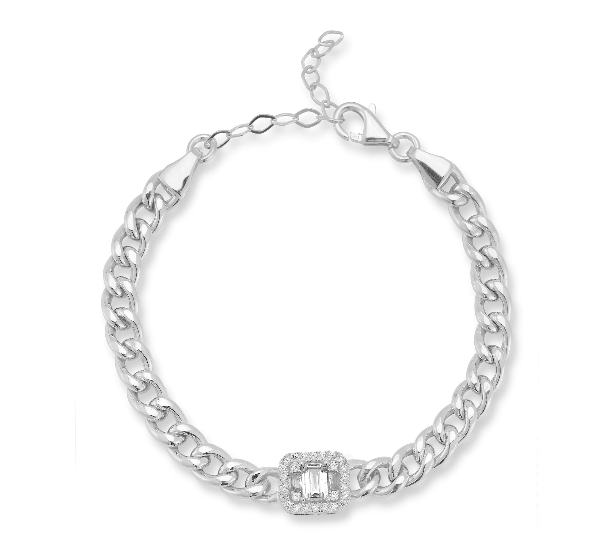 Sterlina Silver Pave Curb Bracelet, Sterling