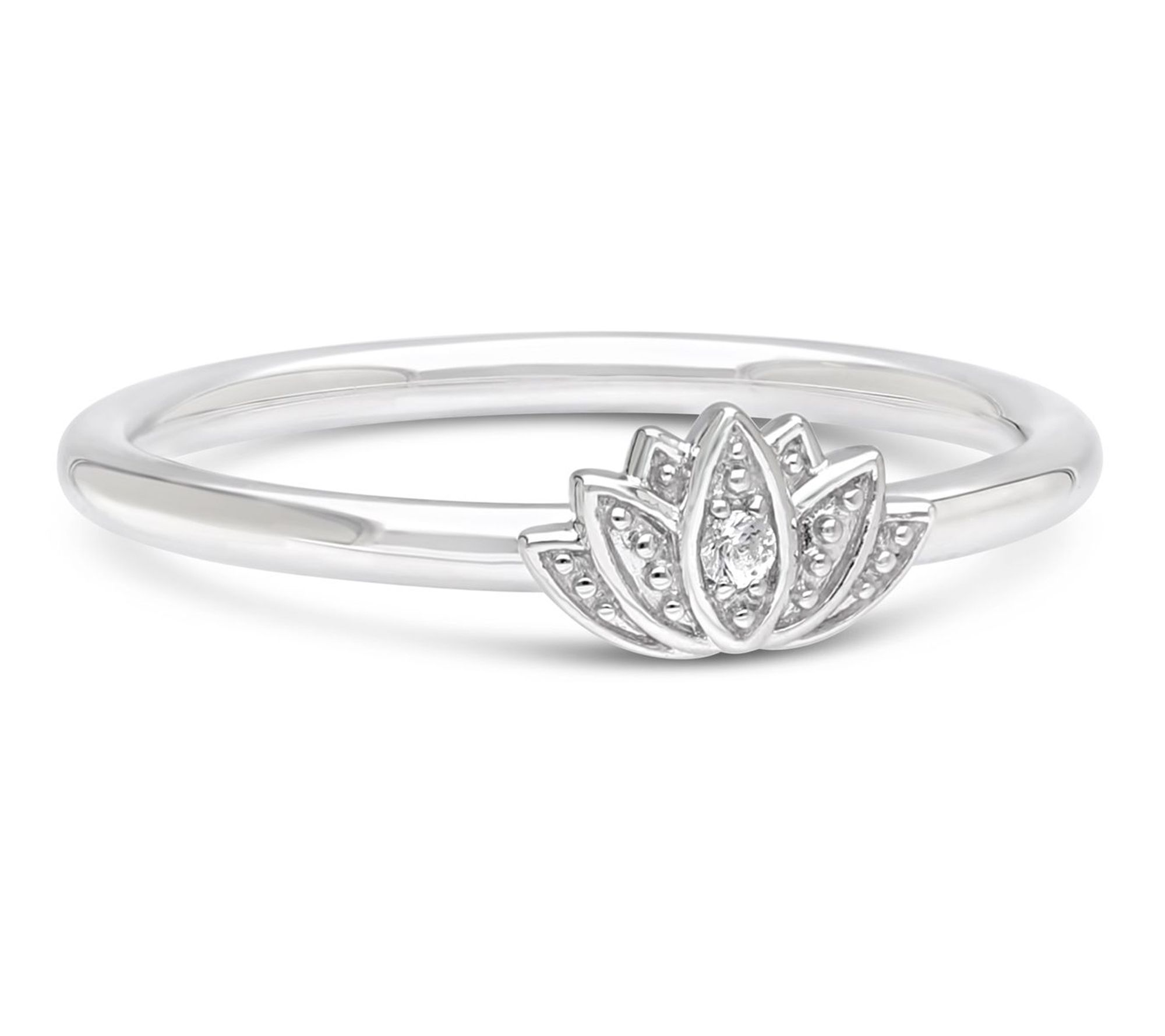 Goddaughters Silver White Topaz Lotus Ring