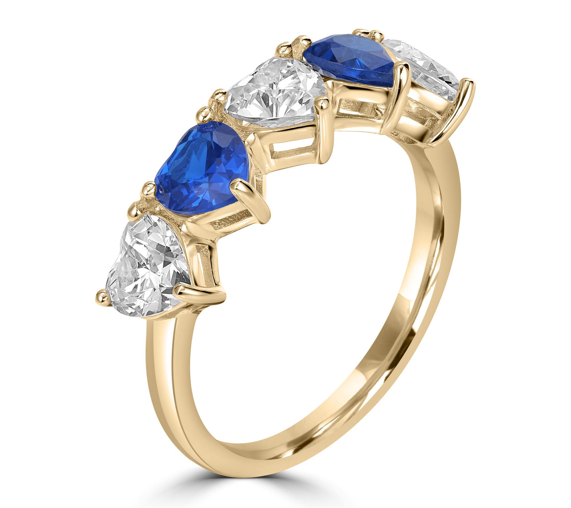 Diamonique x Kathy Levine 5-Stone Heart Shape Ring, Sterling