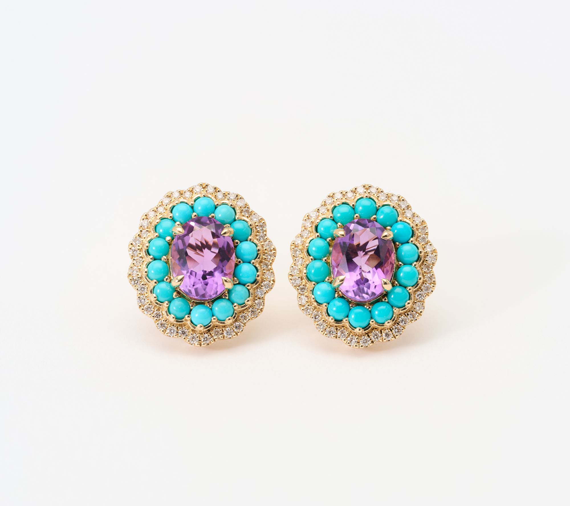 Effy 14K Yellow Gold Amethyst and Turquoise Earrings