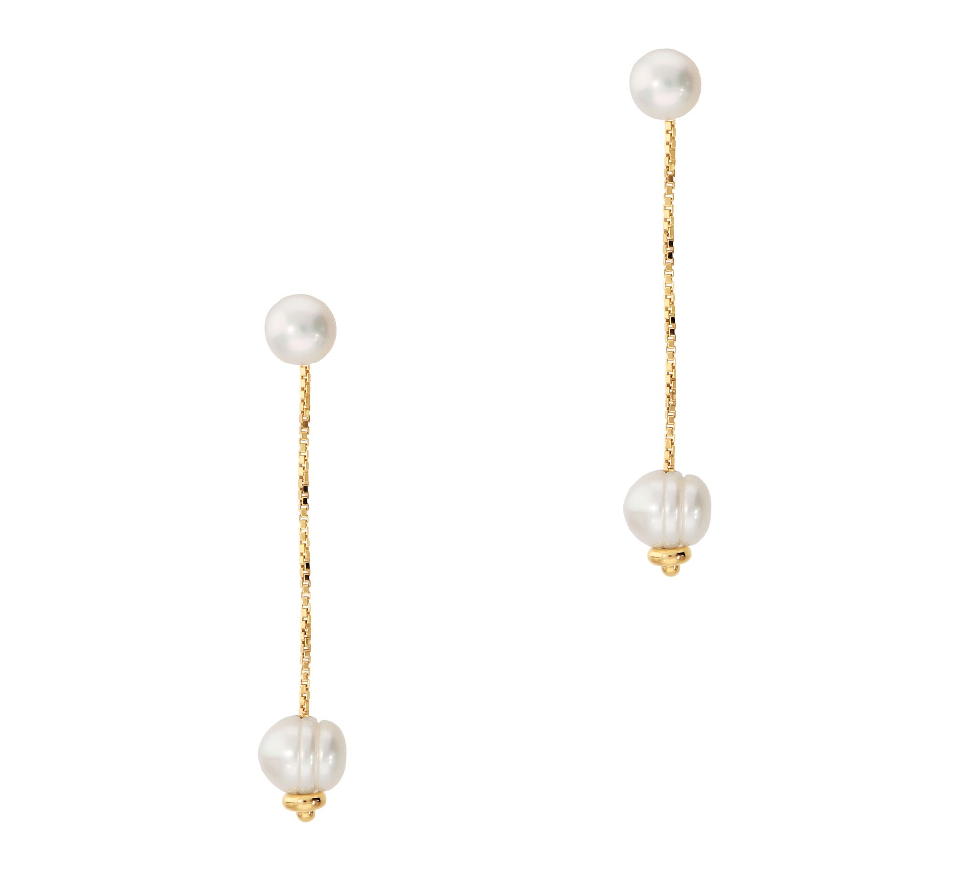 Honora Cultured Pearl Drop Box Chain Earrings,14K Gold Plated