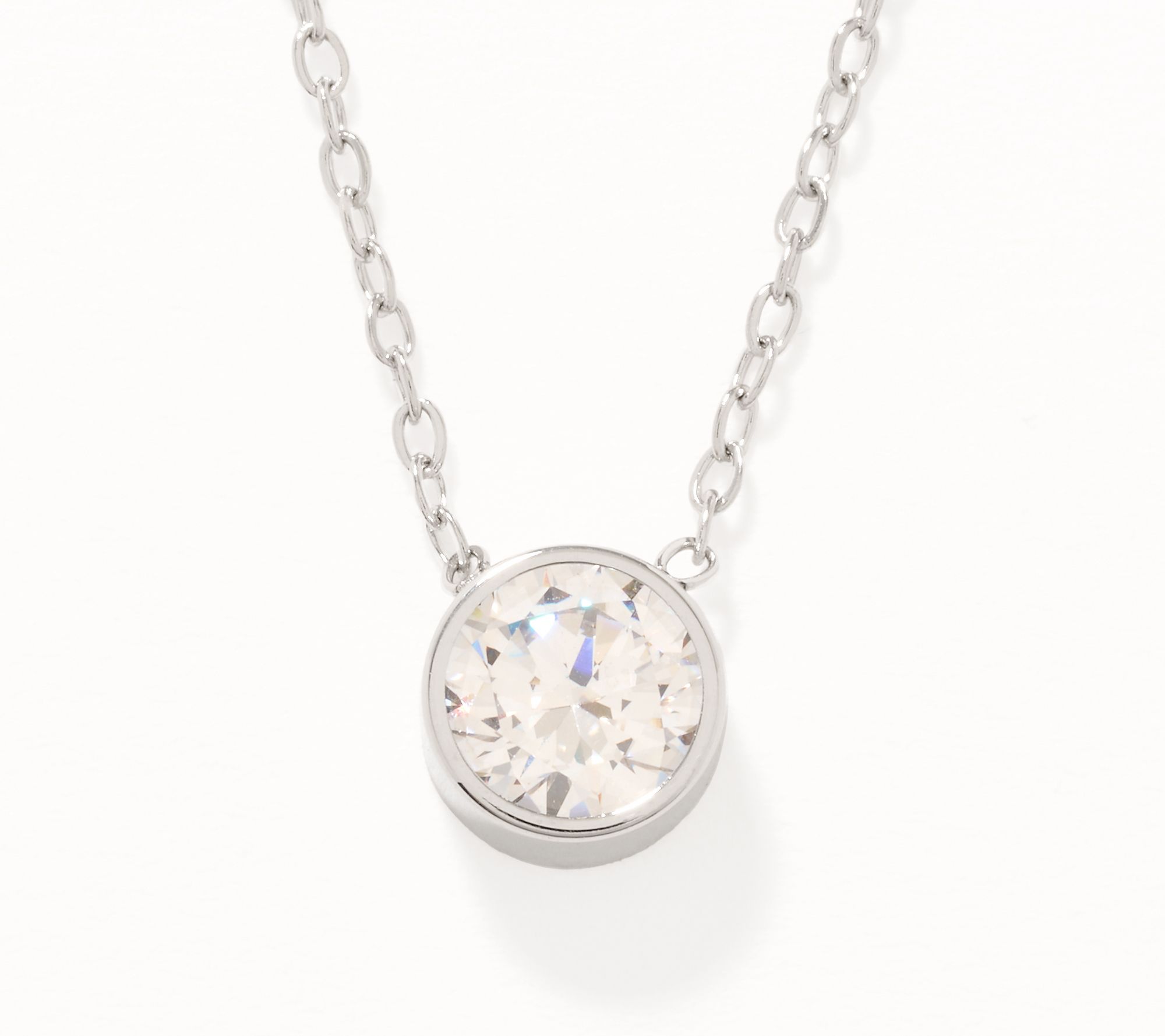 "As Is" Steel by Diamonique Bezel Set Solitaire Pendant
