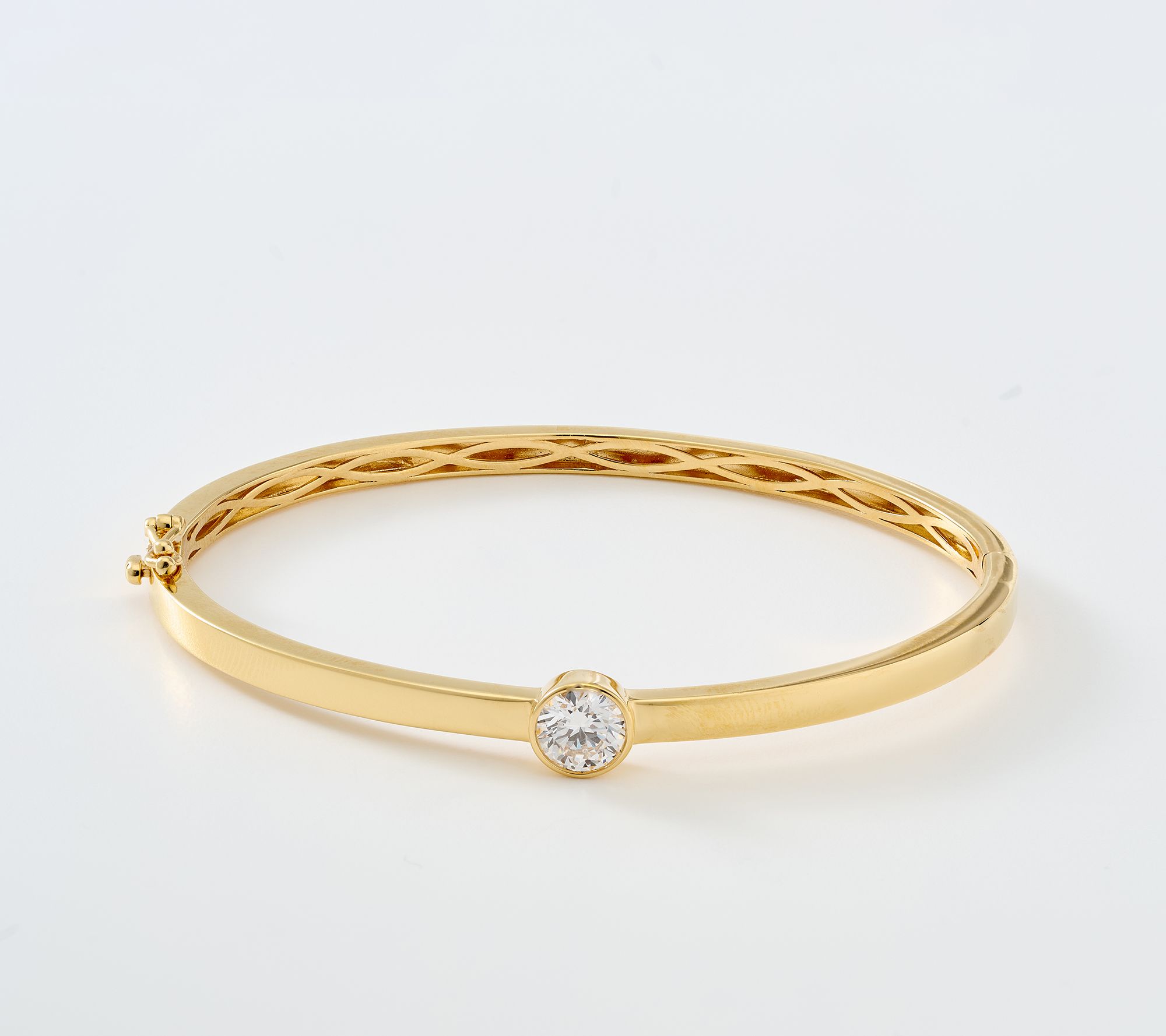 Fire Light Lab Grown Diamonds 1.00 cttw Solitare Bangle Sterling