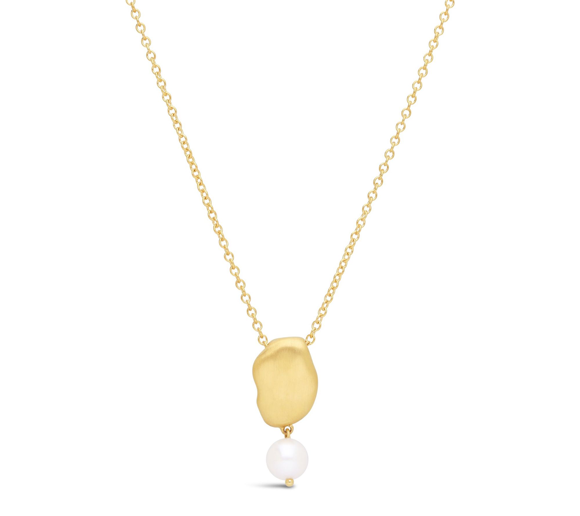 Elyse Ryan 14K Gold Clad Cultured Pearl Drop Necklace
