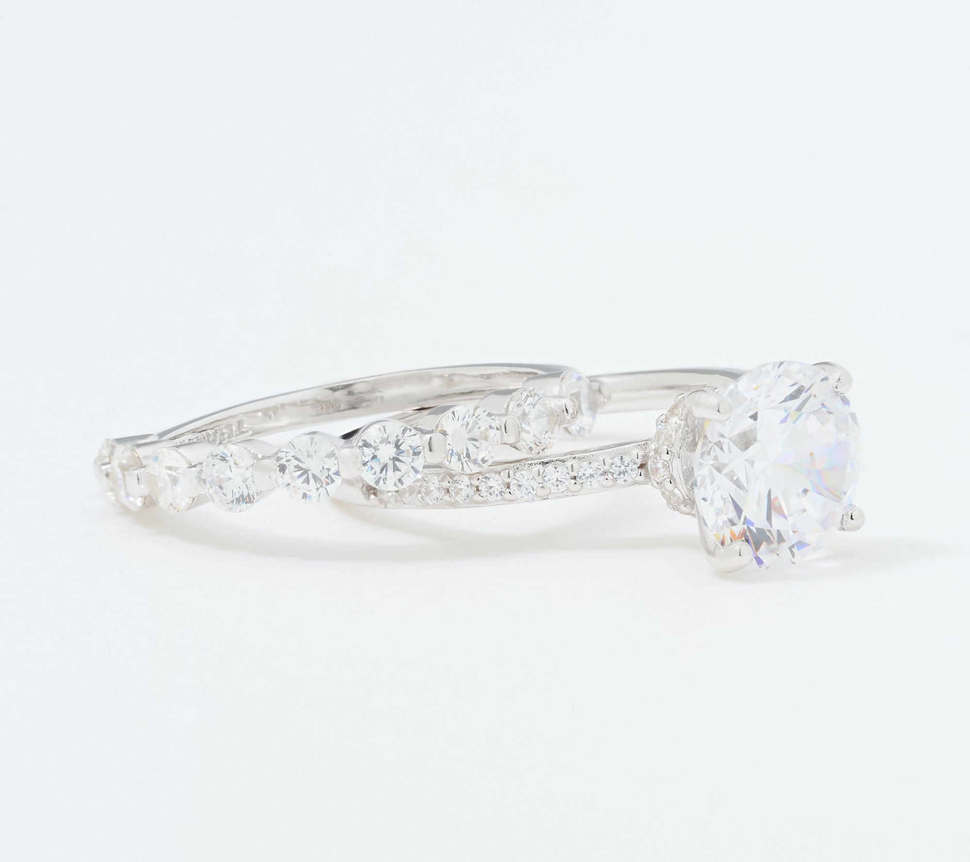 Diamonique Classics Round Solitaire & Band Ring Bridal Set