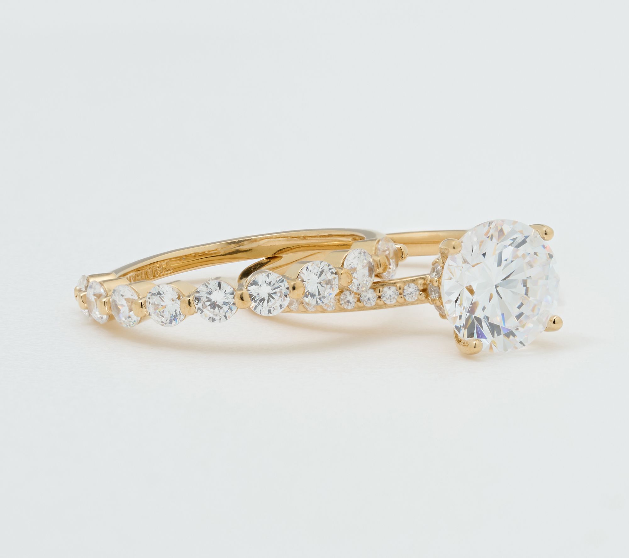 Diamonique Classics Round Solitaire & Band Ring Bridal Set