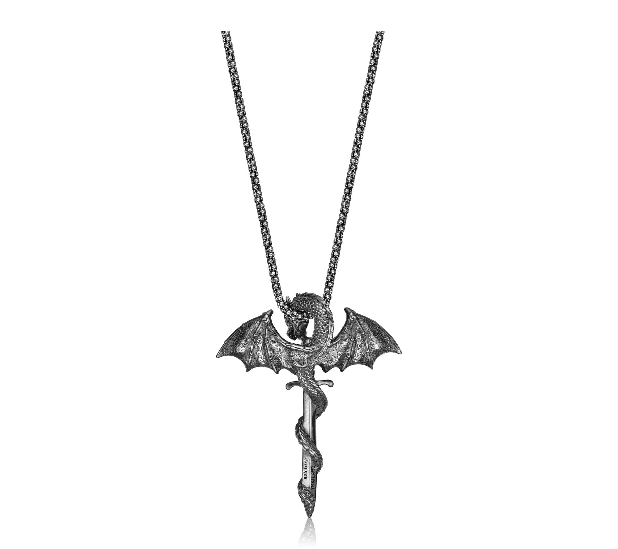 LYNX Men's Sterling Silver Dragon Pendant w/ Chain