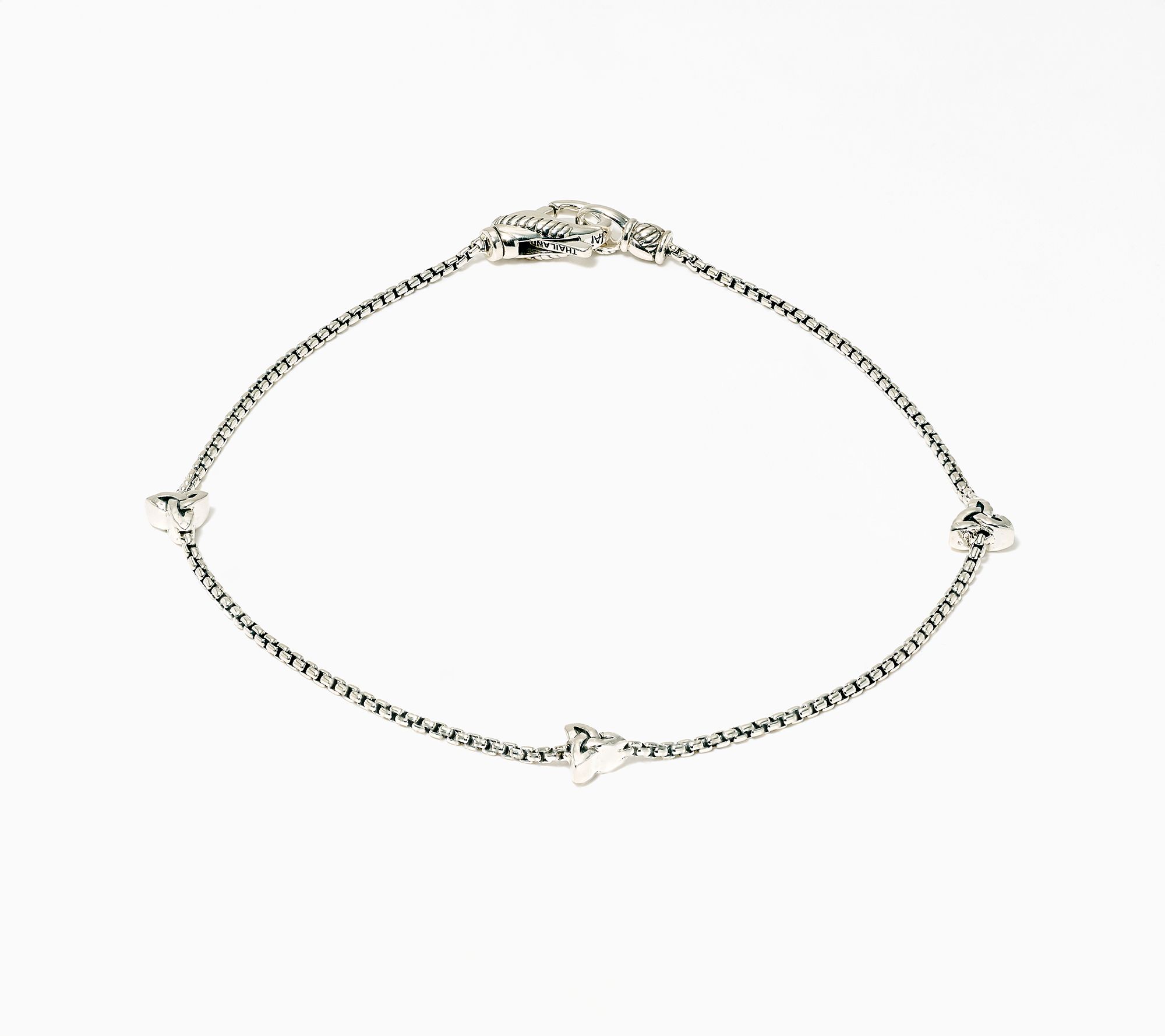 JAI Ireland Sterling Silver Baby Box Chain Symbols Anklet