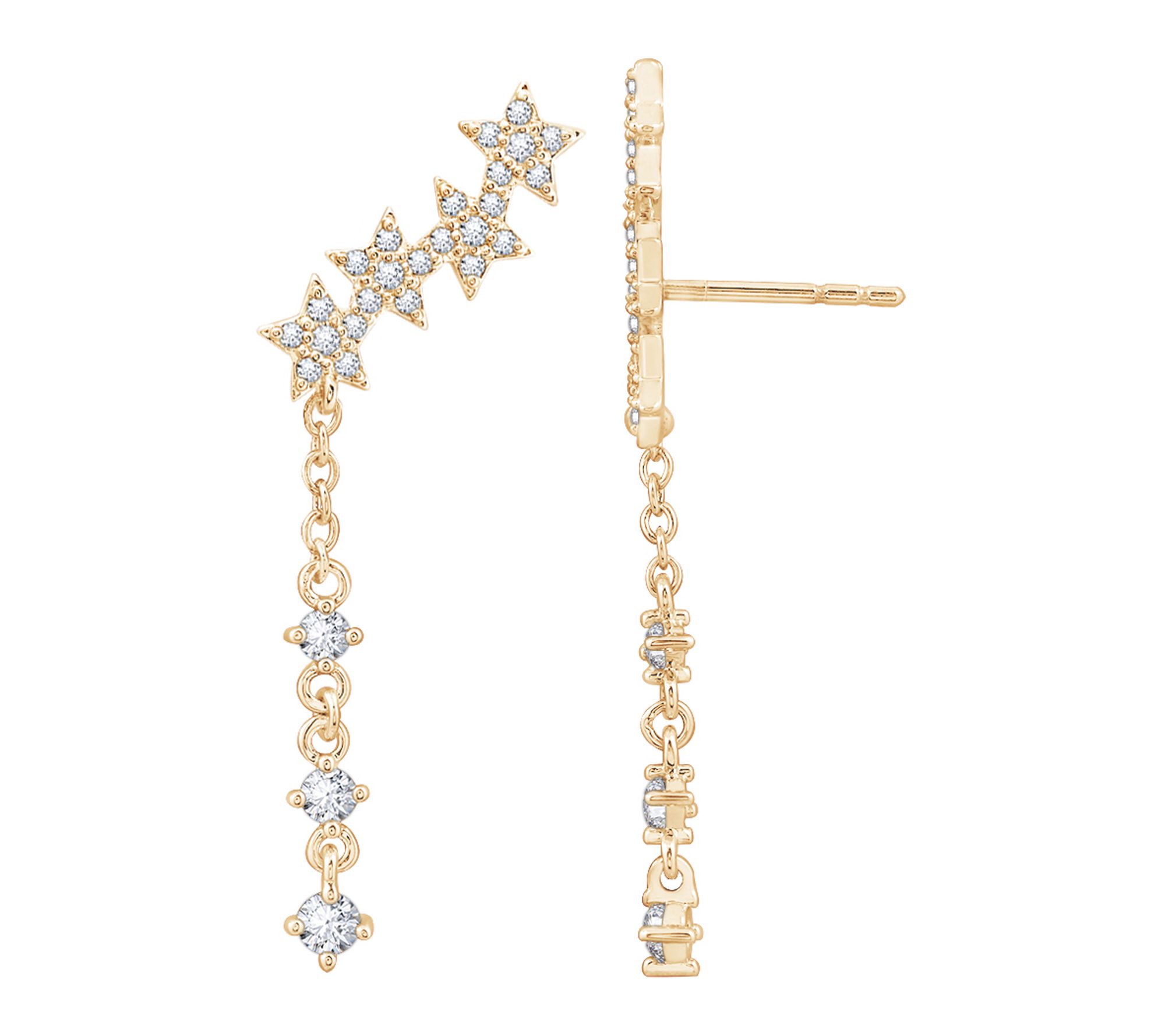 Diamonique Fall ing Star Drop E arrings, Sterli ng Silver