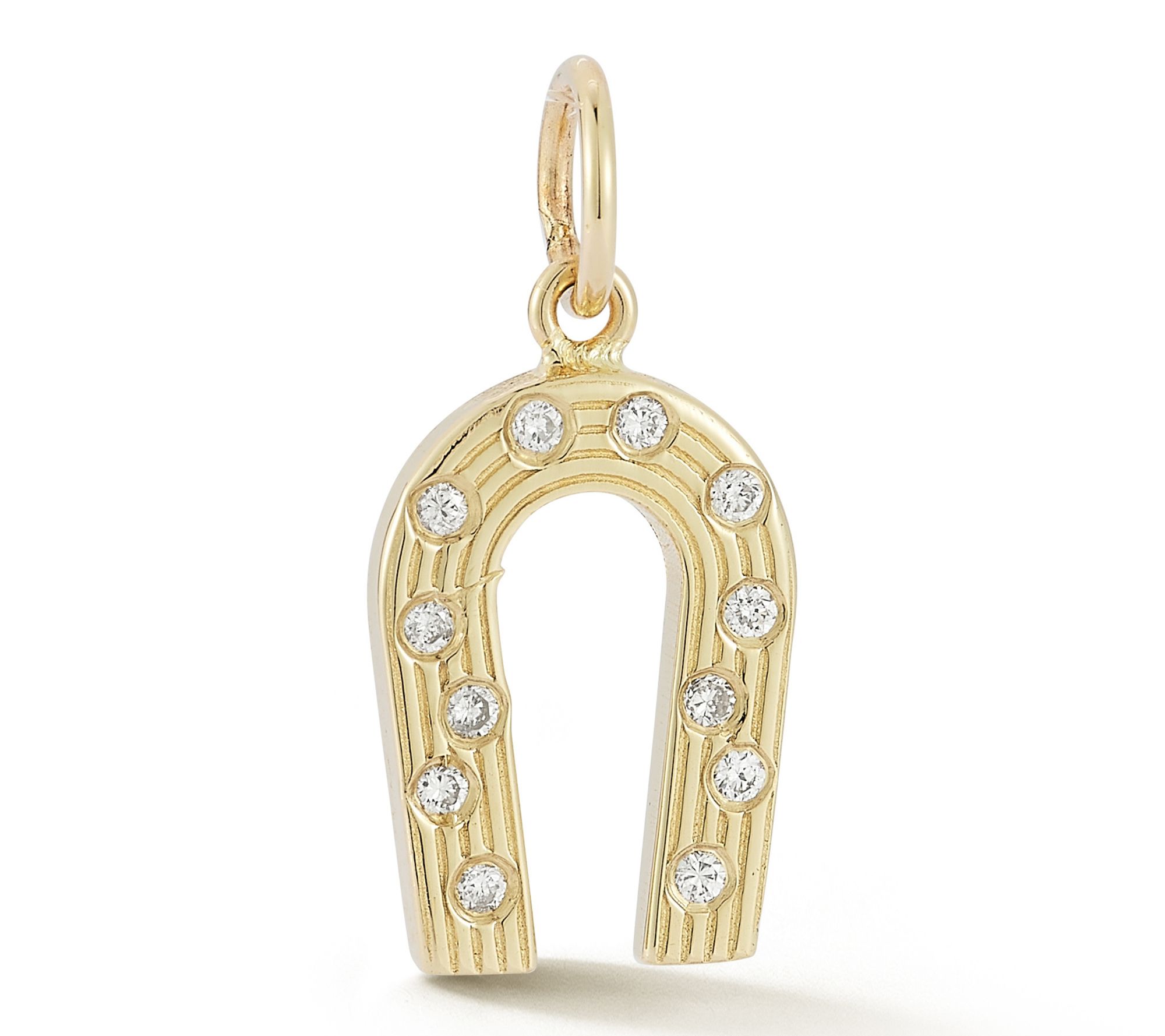 Luminosa Gold Diamond Vintage Horseshoe Pendant, 14K