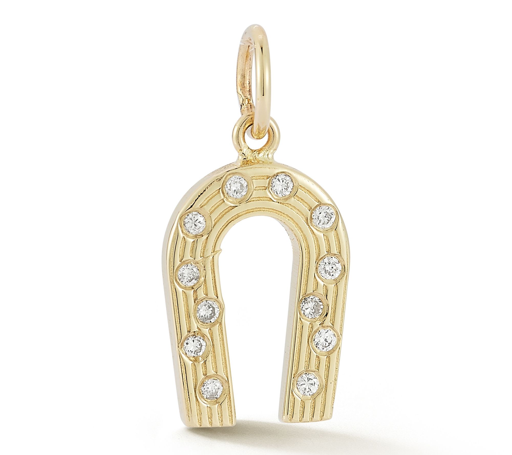 Luminosa Gold Diamond Vintage Horseshoe Pendant, 14K