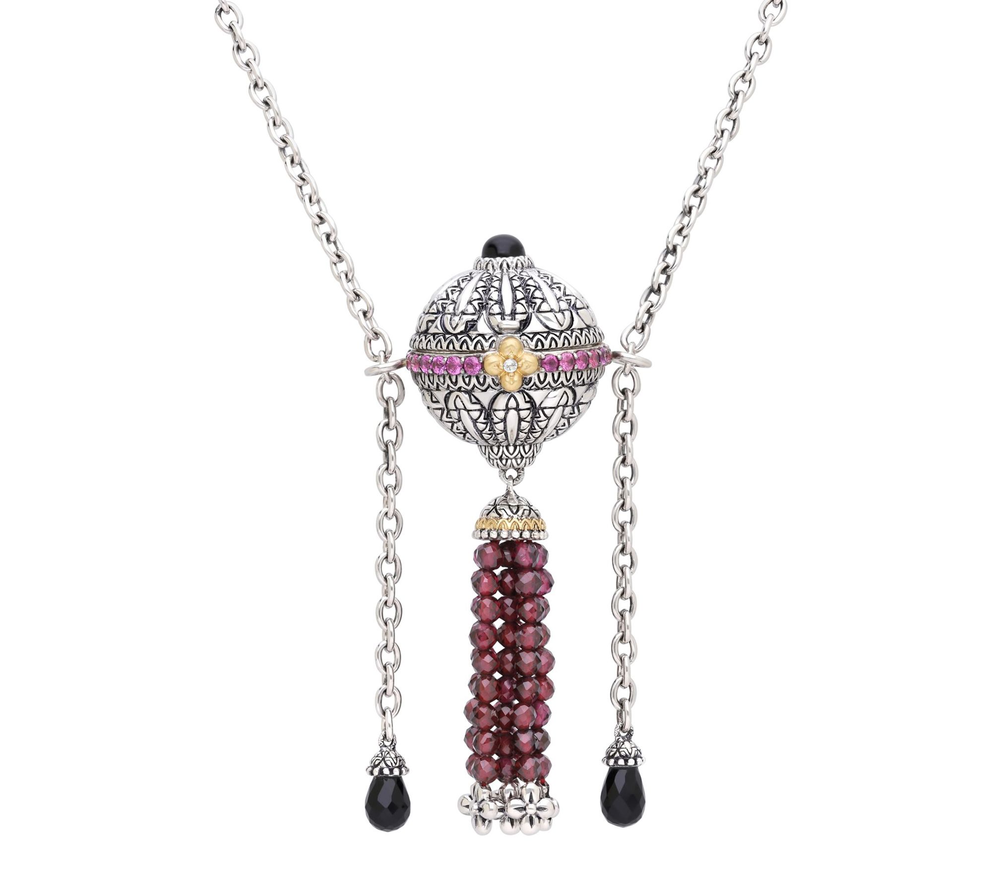Barbara Bixby Sterling & 18K Gemstone Prayer Box Necklace