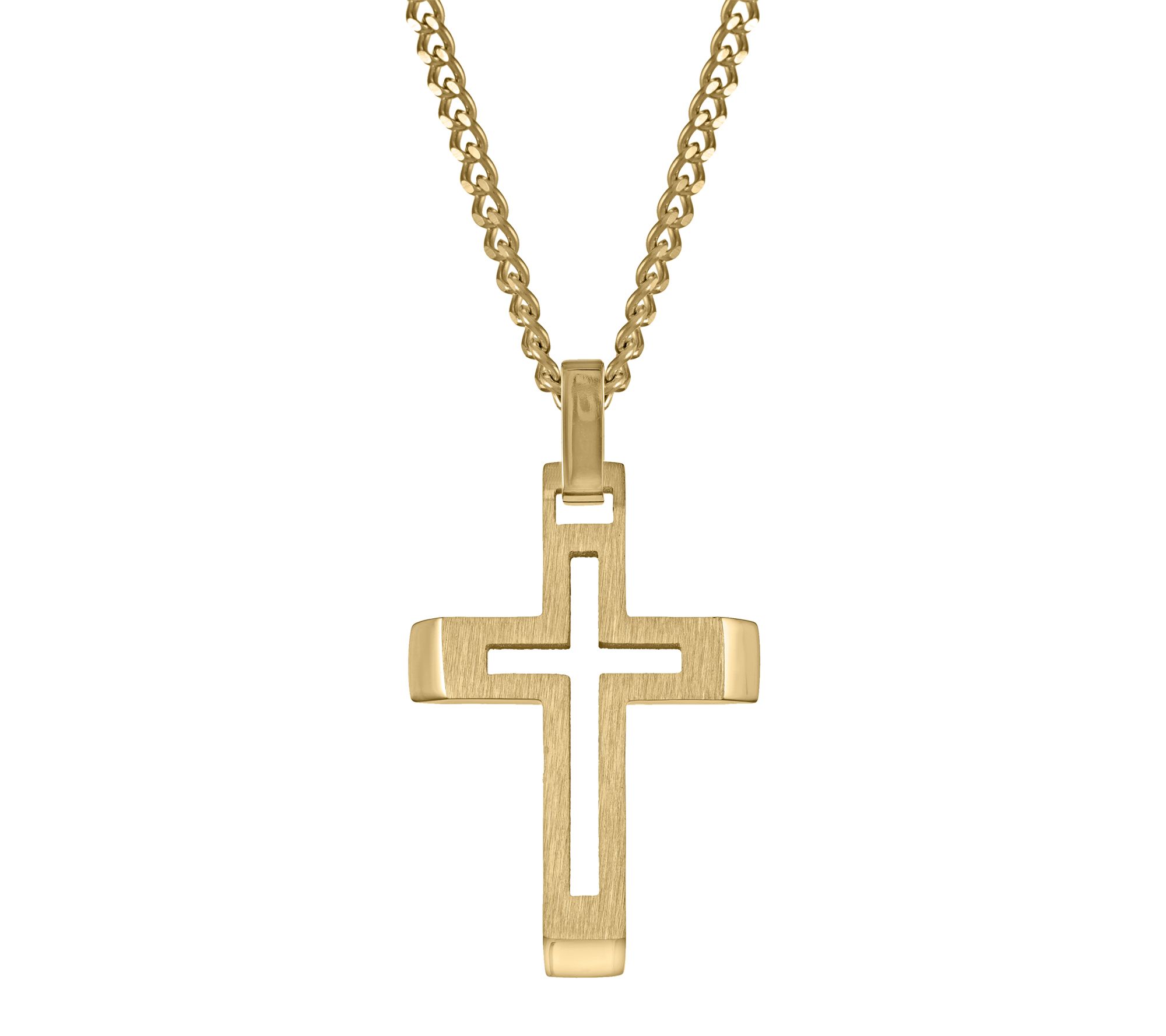LYNX Men's Stainless Steel Open Cross Pendant w/ Chain