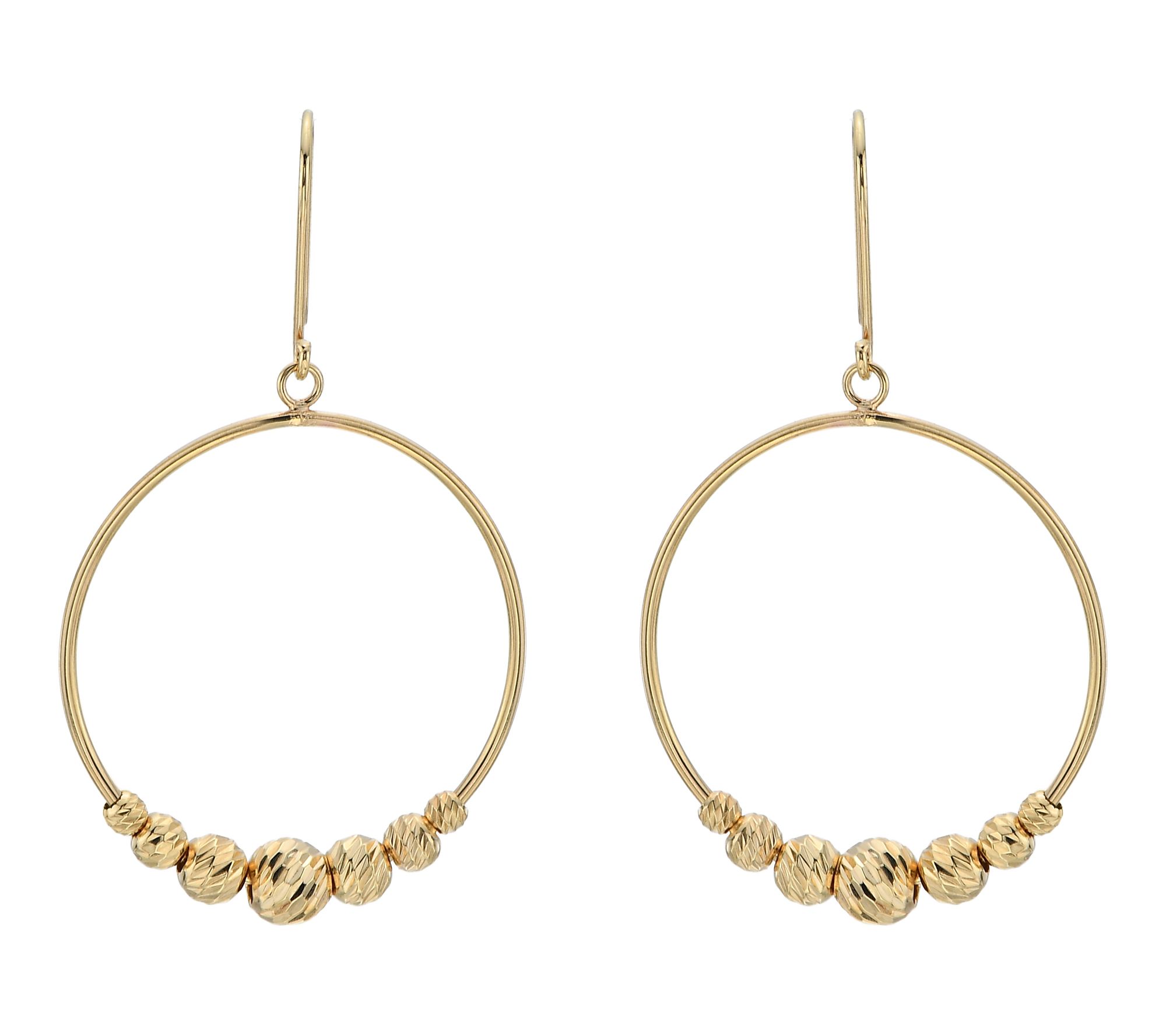 Silver Style Diamond Cut Sliding Bead Hoop Earring, Sterling