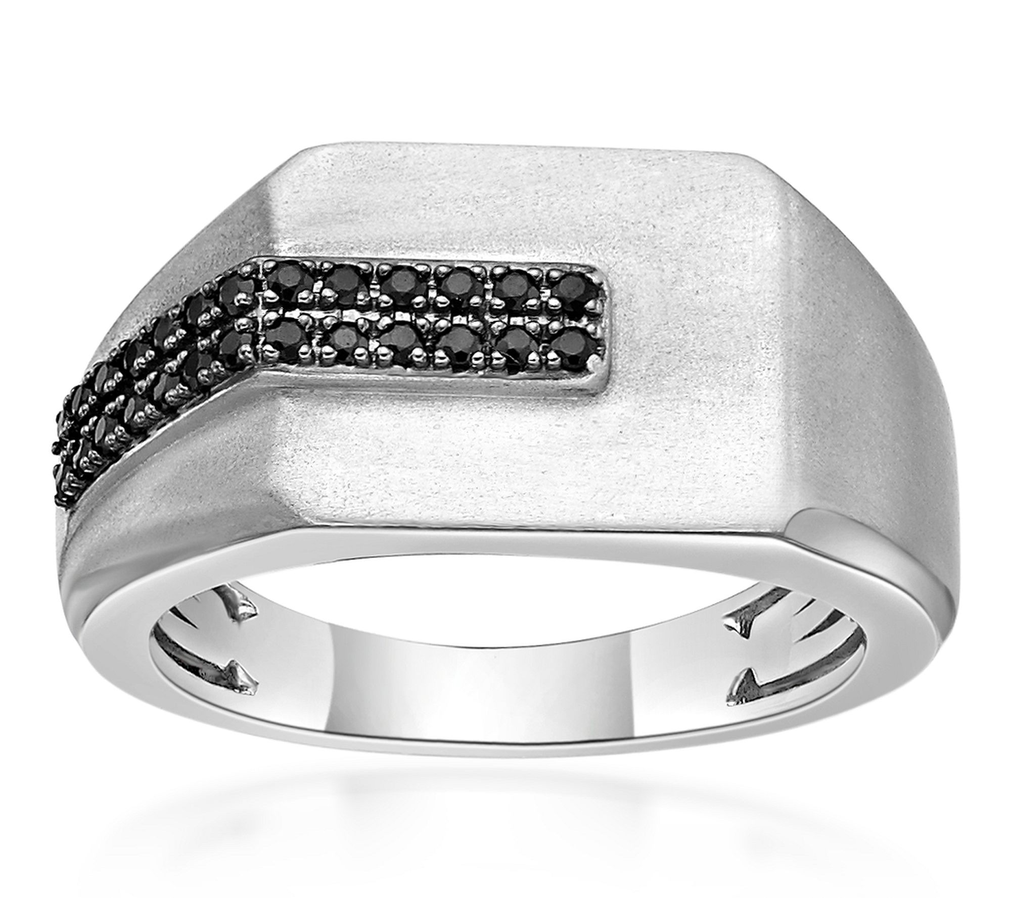 LYNX Men's Sterling Silver Black Diamond AccentSignet Ring