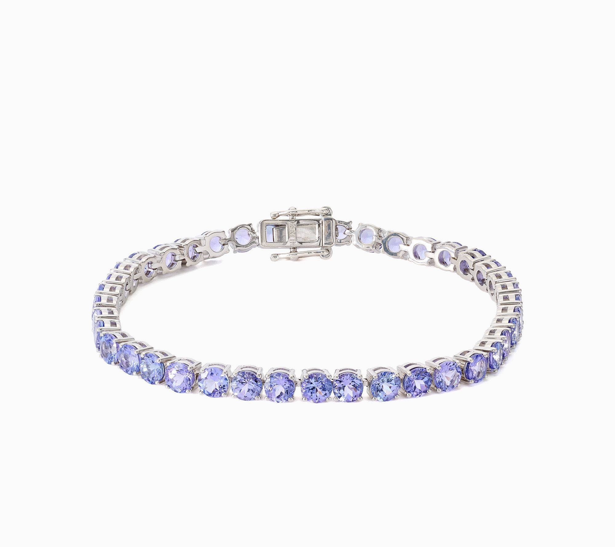 Pure Tanzanite by Jeff Moseley Round Cut Tennis Bracelet, Sterl