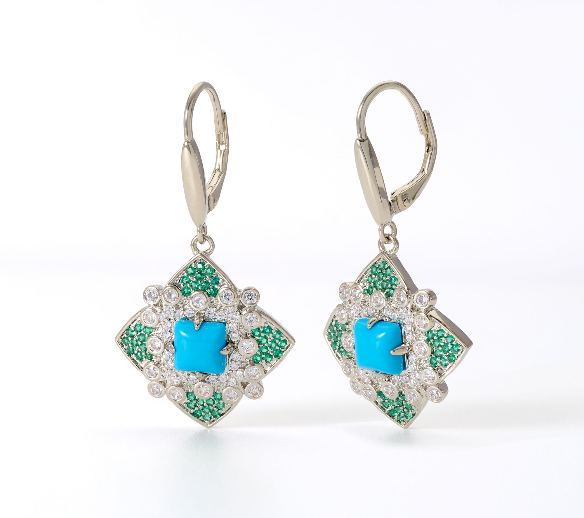 Kim Gravel Simulated Turquoise Lever Back Earrings