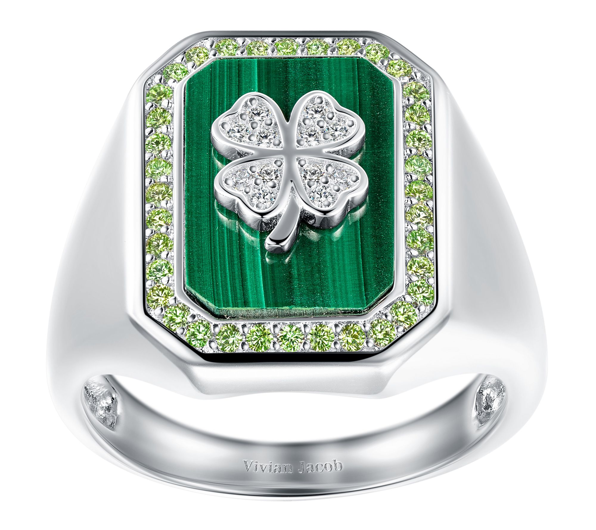 Affinity Gems Clover Signet Ring, Sterling Silver