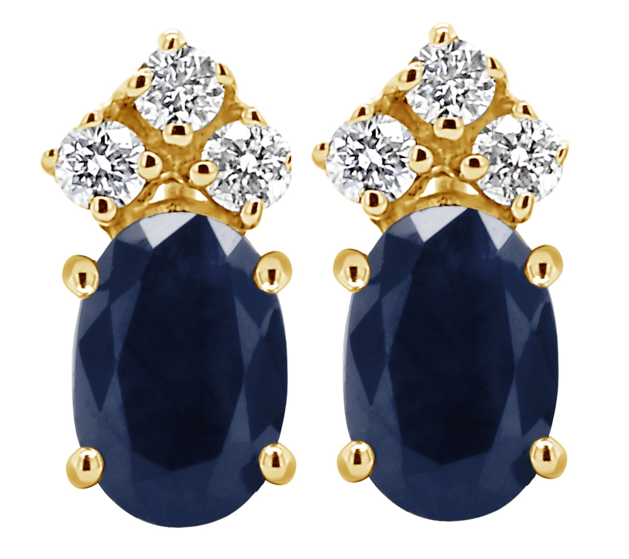 14K Oval Precious Gemstone & 1/10 cttw Diamondud Earrings