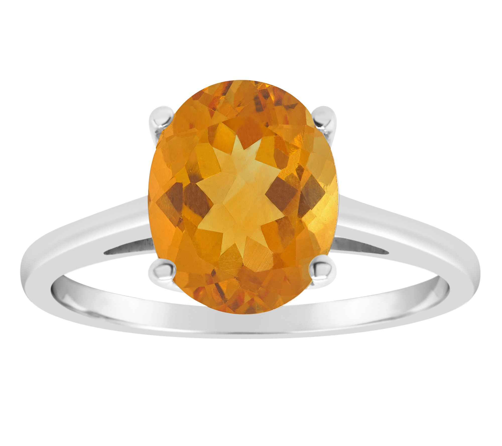 Sterling Silver Oval Gemstone Solitaire R ing