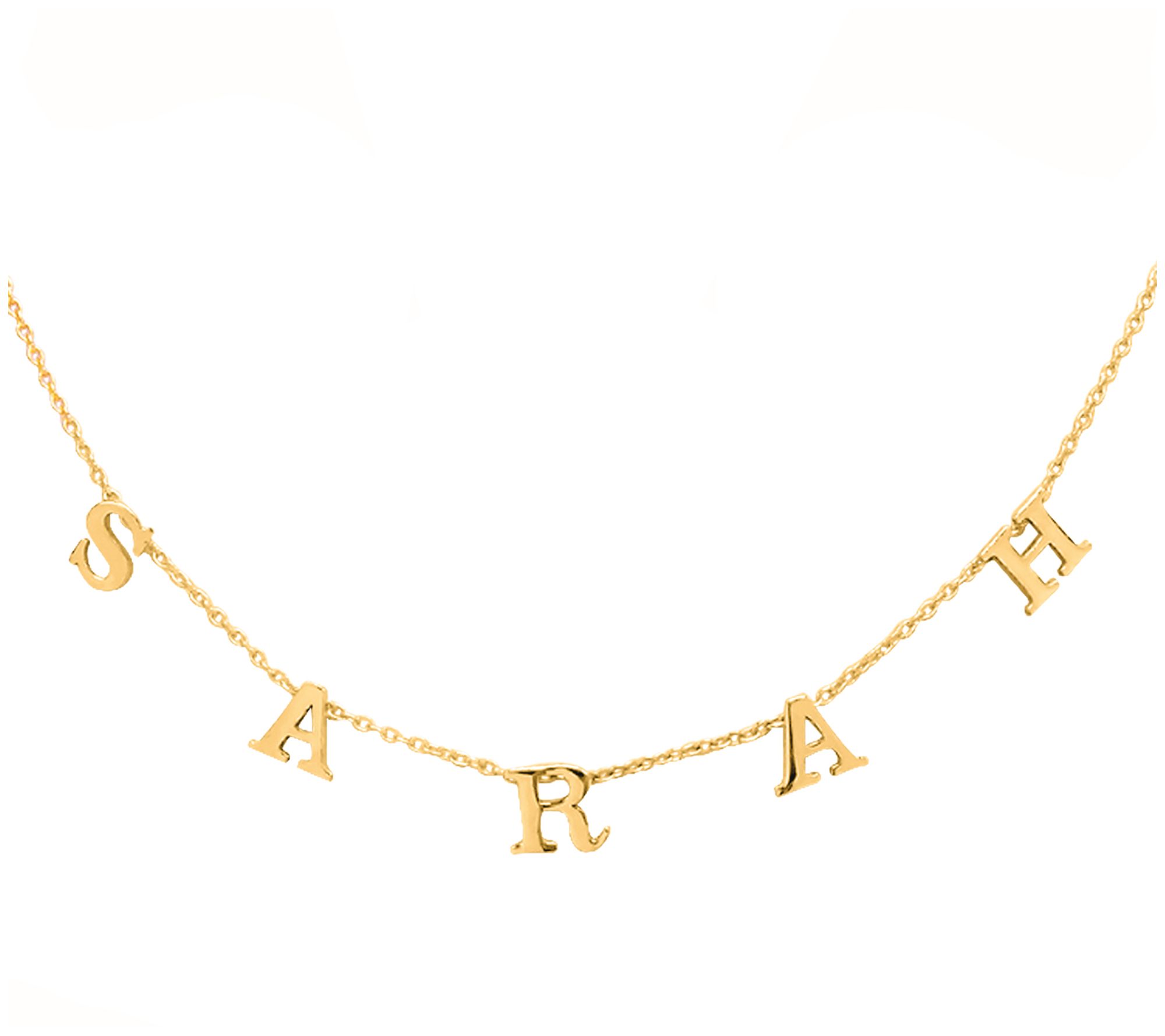 14K Gold-Plated Personalized Block Initial Name Necklace - QVC.com