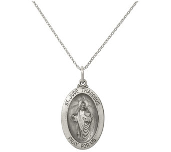 Sterling Silver St. Jude Thaddeus Medal with Chain - J488361