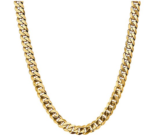 14K Gold 20" Beveled Curb Link Necklace, 78.3g
