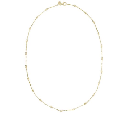 Veronese 18K Gold Clad 18" Diamond Cut Bead Necklace, 4.1g