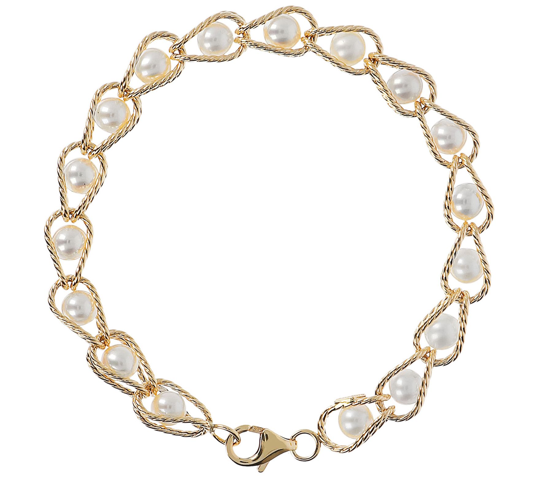 Italian Gold Cultured Freshwater Pearl Bracelet, 14K Gold