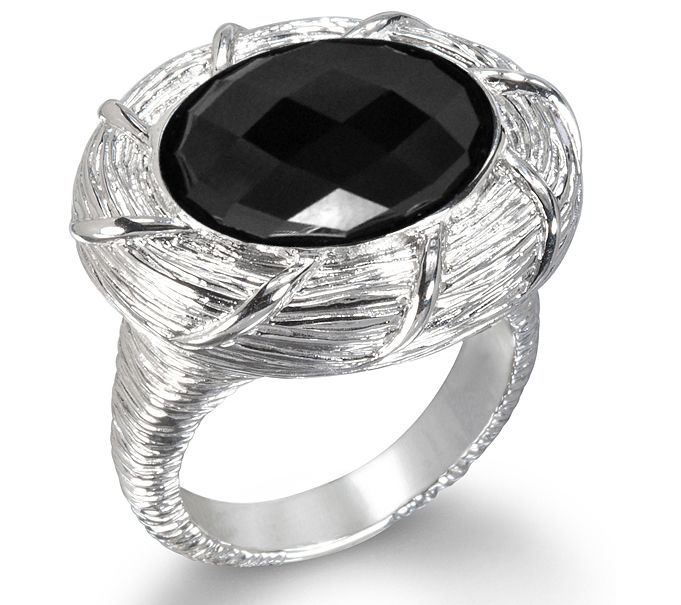 Ariva Sterling Onyx & Rock Crystal Doublet Cocktail Ring - QVC.com