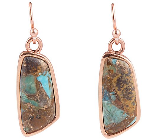 Barse Artisan Crafted Boulder Turquoise Matrix Earrings