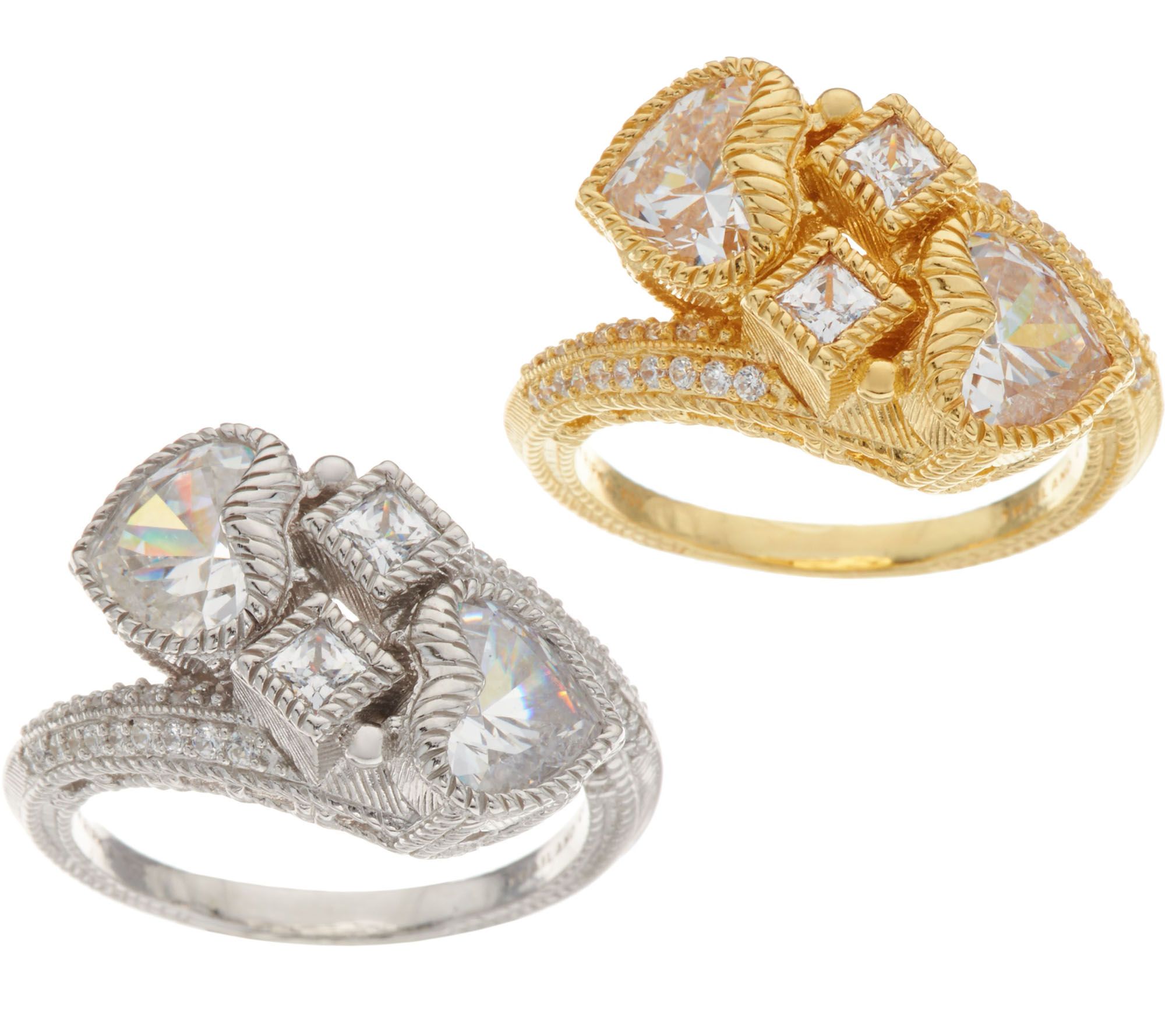 Judith Ripka Sterling Silver or 14K Clad Diamonique Heart Ring - QVC.com