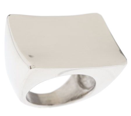 Steel by Design Bold Polished Square Ring - QVC.com