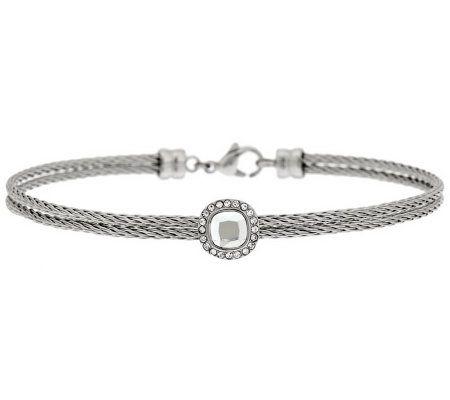 Stainless Steel Cushion Crystal Cable Bracelet