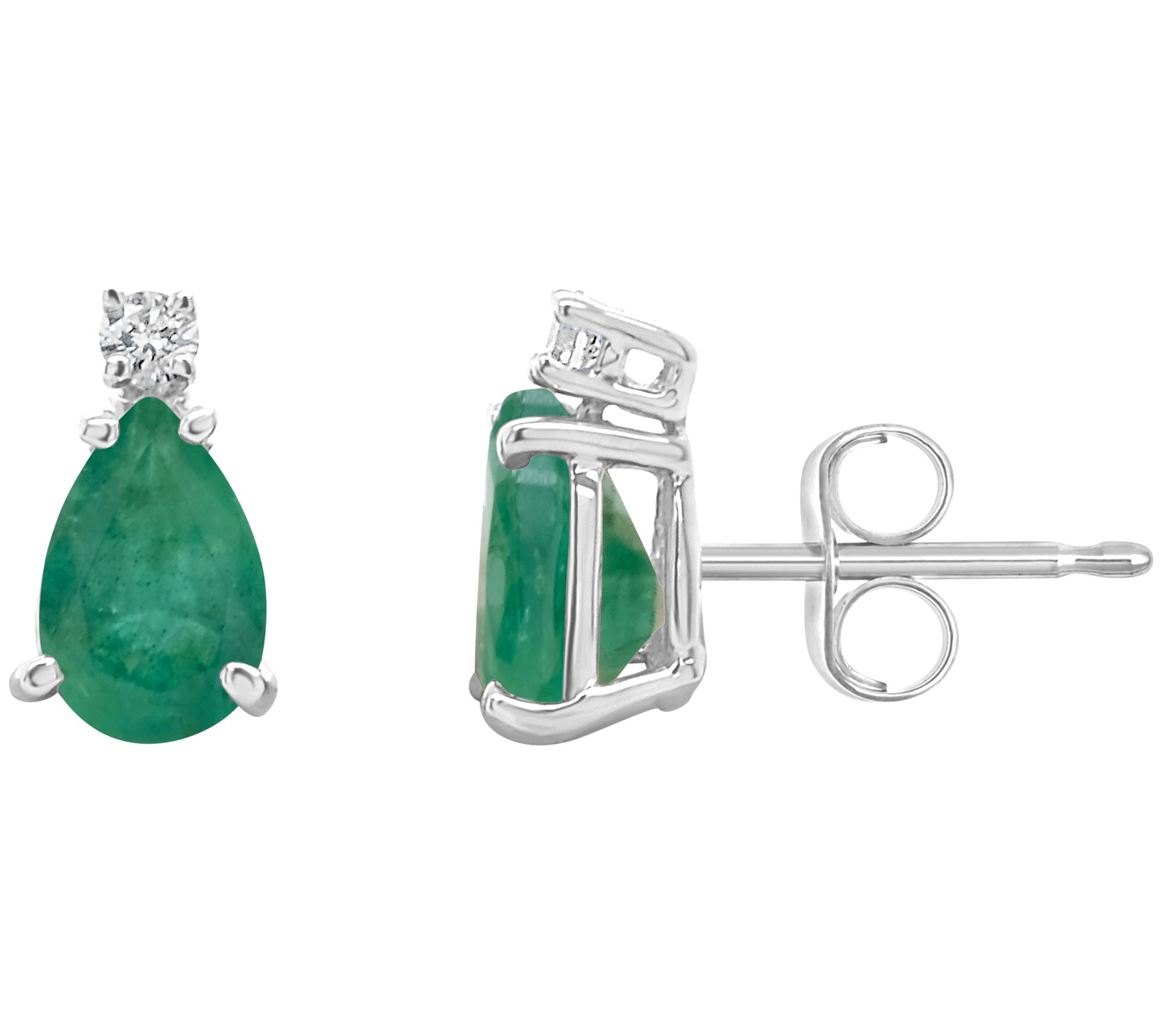 14K Gold Pear Cut 1.40 cttw Emerald & Diamond Accent Earrings