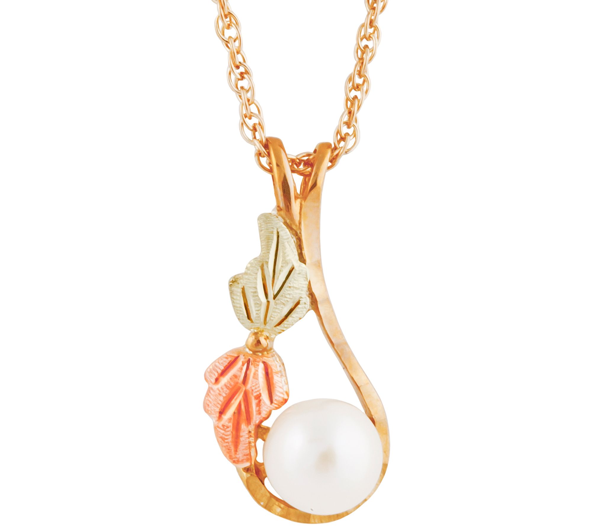 Black Hills Cultured Pearl Pendant w/ Chain 10K/12K