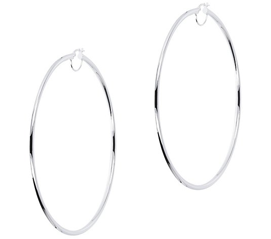 UltraFine Silver Polished 3-1/2" Round Hoop Earrings
