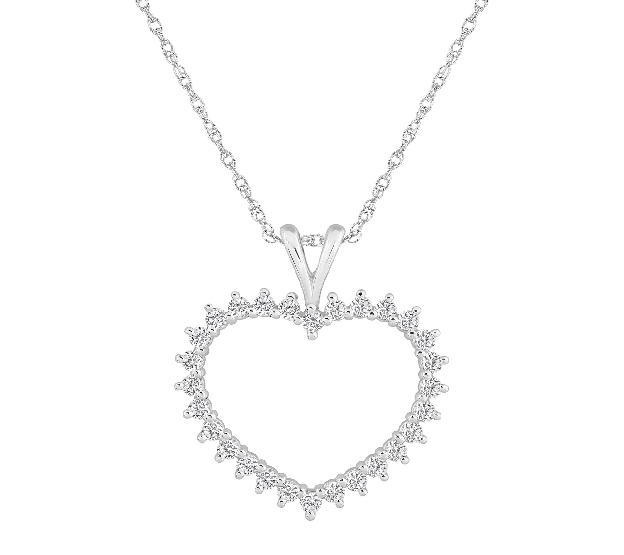 Affinity 0.75 cttw Diamond Open Heart Pendant w / Chain, 14K