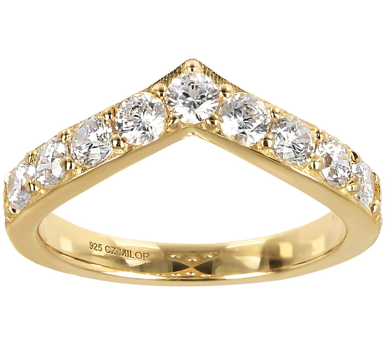 Diamonique 0.85 cttw Chevron Design Band R ing, Sterling