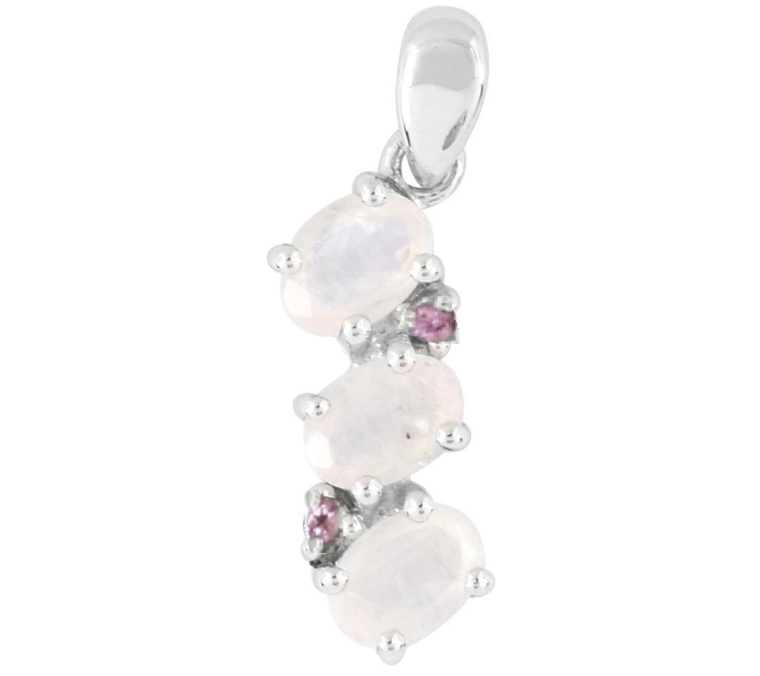 Sterling Silver Moonstone & Pink Tourmaline Pendant