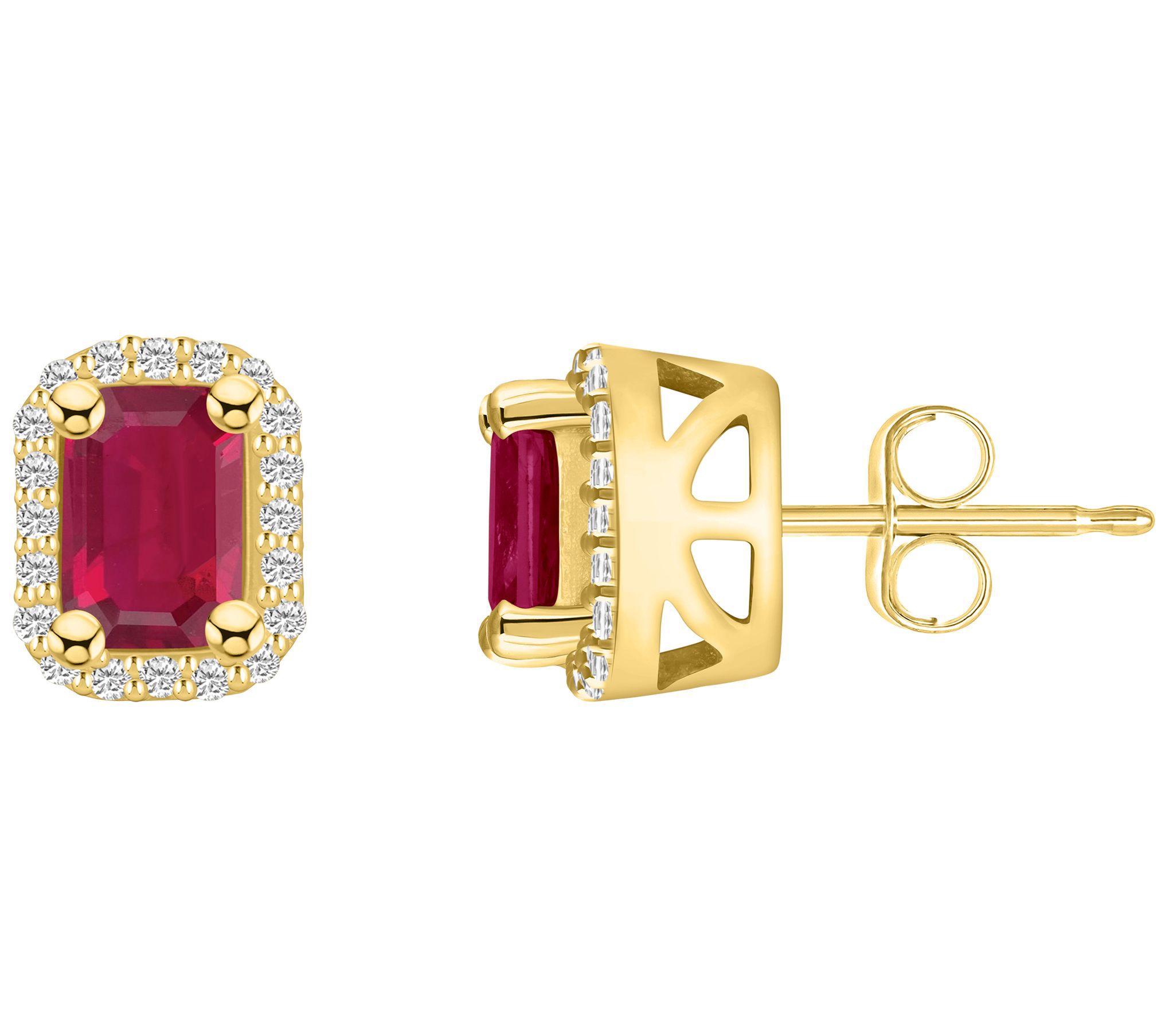 Affinity Gems 14K 1.40 cttw Ruby & Diamond Halo Studs