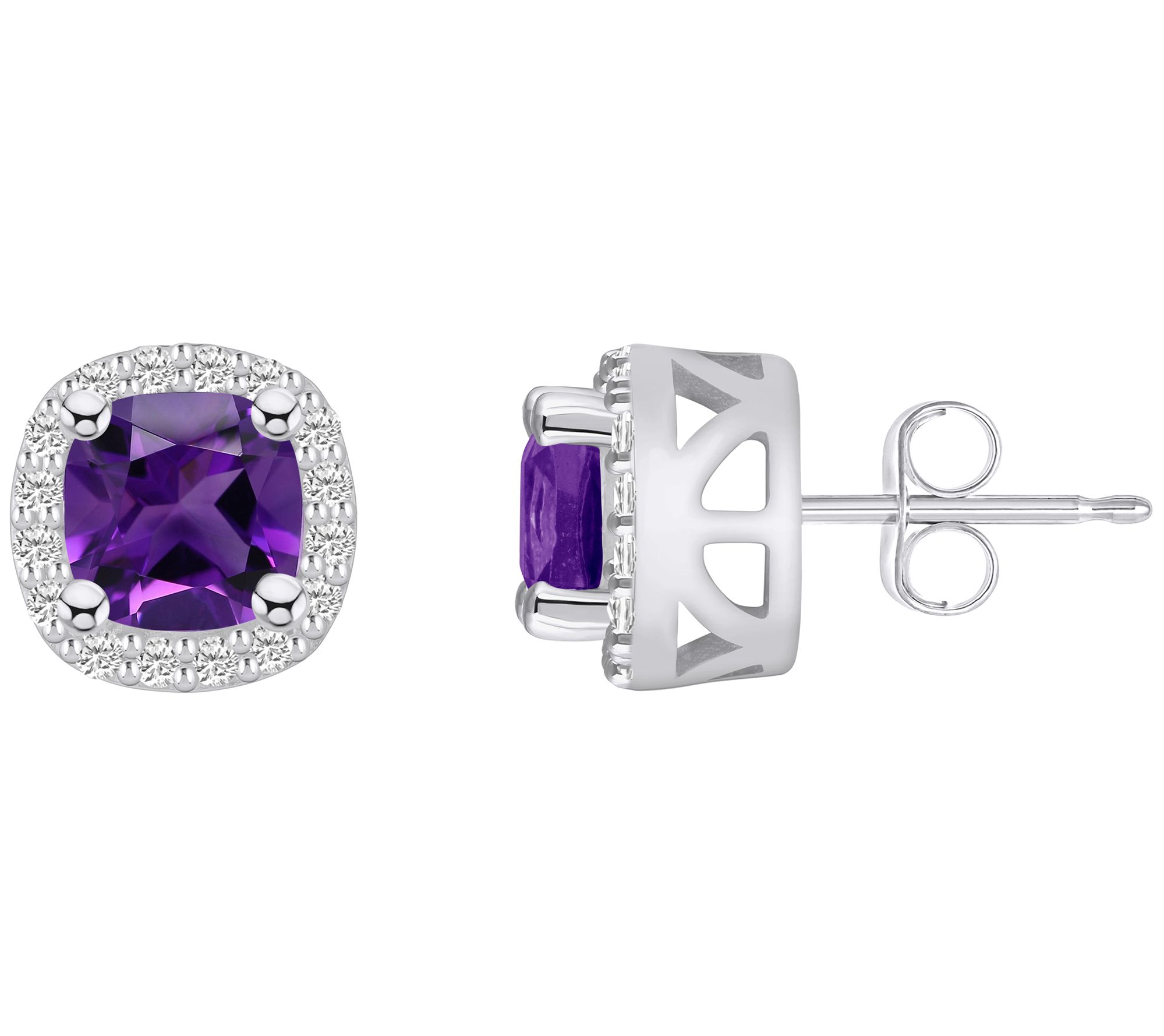 Affinity Gems Gemstone & Diamond Halo Earrings,14K White Gold
